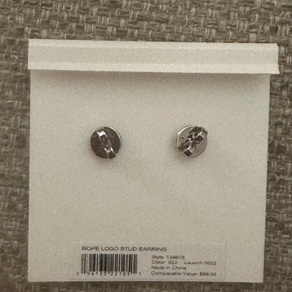 TORY BURCH LOGO earrings in silver NEW WITH TAGS $98 MSRP
